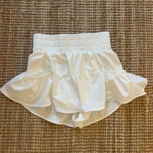 White flowy workout shorts